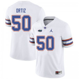Jordan Brand Men #50 Marco Ortiz Florida Gators College Football Jerseys White 748470-456