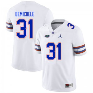 Men #31 Chase DeMichele Florida Gators College Football Jerseys White 130948-573