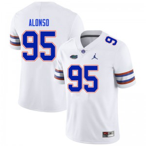 Men #95 Lucas Alonso Florida Gators College Football Jerseys White 582240-890