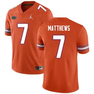 Men #7 Luke Matthews Florida Gators College Football Jerseys Orange 976360-812