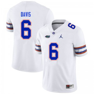 Men #6 Shawn Davis Florida Gators College Football Jerseys White 111742-261