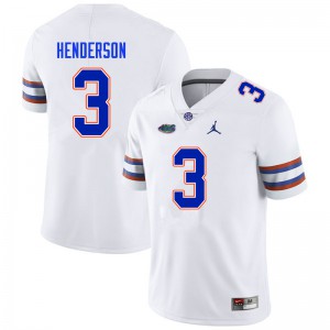 Men #3 Xzavier Henderson Florida Gators College Football Jerseys White 121486-325