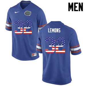 Men Florida Gators #32 Adarius Lemons College Football USA Flag Fashion Blue 908245-184