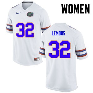 Women Florida Gators #32 Adarius Lemons College Football White 694958-416