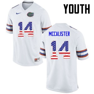 Youth Florida Gators #14 Alex McCalister College Football USA Flag Fashion White 388476-172