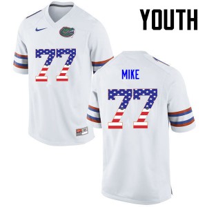 Youth Florida Gators #77 Andrew Mike College Football USA Flag Fashion White 484440-299