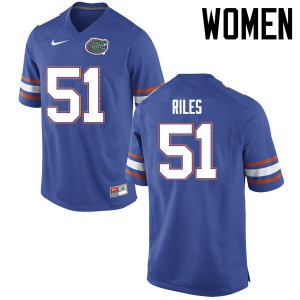 Women Florida Gators #51 Antonio Riles College Football Jerseys Blue 789512-545