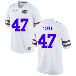 Men #47 Austin Perry Florida Gators College Football Jerseys White 757272-809