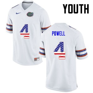 Youth Florida Gators #4 Brandon Powell College Football USA Flag Fashion White 200722-957