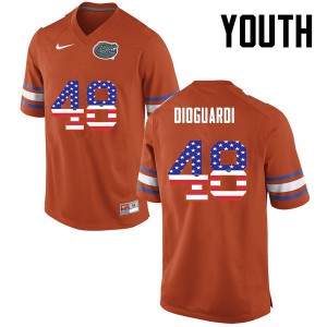 Youth Florida Gators #48 Brett DioGuardi College Football USA Flag Fashion Orange 178178-364
