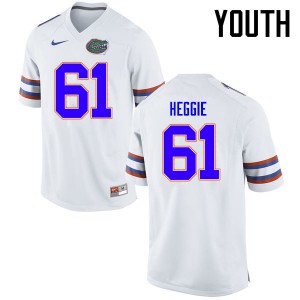 Youth Florida Gators #61 Brett Heggie College Football Jerseys White 910569-353