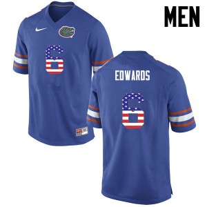 Men Florida Gators #6 Brian Edwards College Football USA Flag Fashion Blue 183584-852