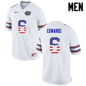 Men Florida Gators #6 Brian Edwards College Football USA Flag Fashion White 284113-236