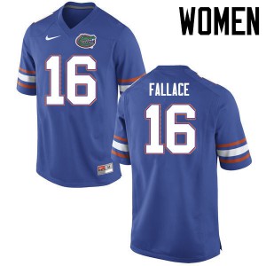 Women Florida Gators #16 Brian Fallace College Football Jerseys Blue 812652-804