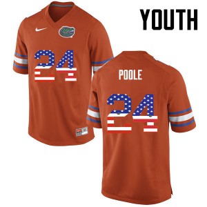 Youth Florida Gators #24 Brian Poole College Football USA Flag Fashion Orange 734552-735