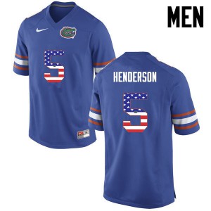Men Florida Gators #5 CJ Henderson College Football USA Flag Fashion Blue 814913-502