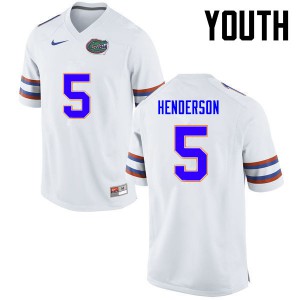 Youth Florida Gators #5 CJ Henderson College Football White 898427-182