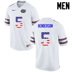 Men Florida Gators #5 CJ Henderson College Football USA Flag Fashion White 347476-442