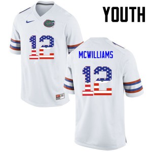 Youth Florida Gators #12 C.J. McWilliams College Football USA Flag Fashion White 511957-504