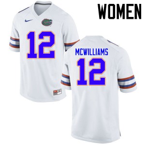 Women Florida Gators #12 C.J. McWilliams College Football Jerseys White 351620-290