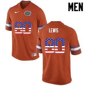 Men Florida Gators #80 C'yontai Lewis College Football USA Flag Fashion Orange 596454-709