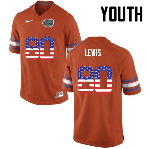 Youth Florida Gators #80 C'yontai Lewis College Football USA Flag Fashion Orange 838209-308