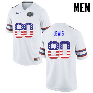 Men Florida Gators #80 C'yontai Lewis College Football USA Flag Fashion White 499390-171