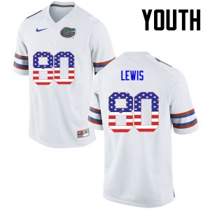 Youth Florida Gators #80 C'yontai Lewis College Football USA Flag Fashion White 949893-153