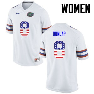 Women Florida Gators #8 Carlos Dunlap College Football USA Flag Fashion White 141973-976