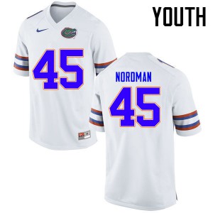 Youth Florida Gators #45 Charles Nordman College Football Jerseys White 825384-159