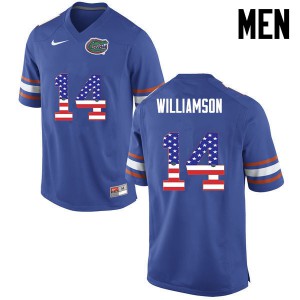 Men Florida Gators #14 Chris Williamson College Football USA Flag Fashion Blue 751982-623