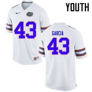 Youth Florida Gators #43 Cristian Garcia College Football Jerseys White 229327-901