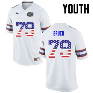 Youth Florida Gators #79 Dallas Bruch College Football USA Flag Fashion White 805186-856