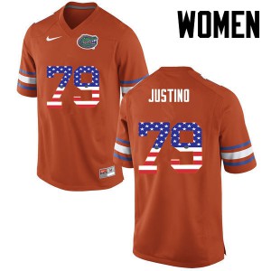 Women Florida Gators #79 Daniel Justino College Football USA Flag Fashion Orange 769087-160