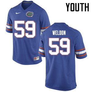 Youth Florida Gators #59 Danny Weldon College Football Jerseys Blue 660725-967