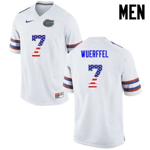 Men Florida Gators #7 Danny Wuerffel College Football USA Flag Fashion White 233264-776