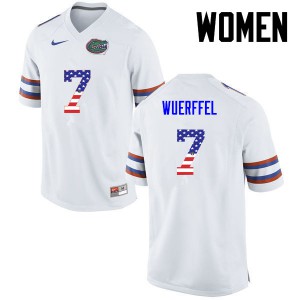 Women Florida Gators #7 Danny Wuerffel College Football USA Flag Fashion White 856871-294
