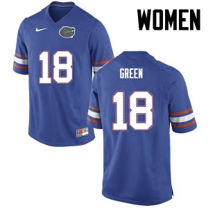 Women Florida Gators #18 Daquon Green College Football Blue 950545-219