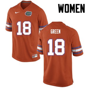 Women Florida Gators #18 Daquon Green College Football Orange 871593-733
