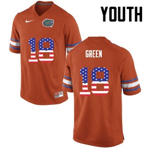 Youth Florida Gators #18 Daquon Green College Football USA Flag Fashion Orange 456671-585