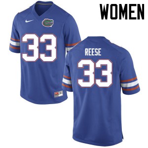 Women Florida Gators #33 David Reese College Football Jerseys Blue 927044-774