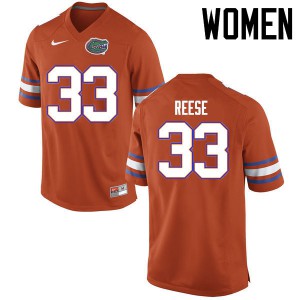 Women Florida Gators #33 David Reese College Football Jerseys Orange 246569-214