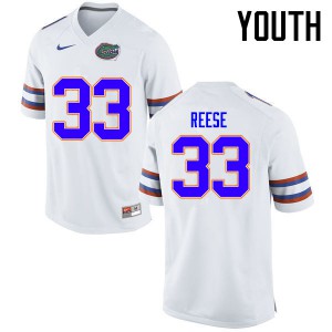 Youth Florida Gators #33 David Reese College Football Jerseys White 290528-299