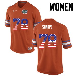 Women Florida Gators #78 David Sharpe College Football USA Flag Fashion Orange 753946-170