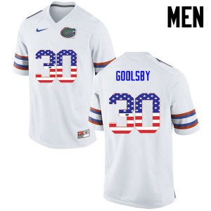 Men Florida Gators #30 DeAndre Goolsby College Football USA Flag Fashion White 638925-634