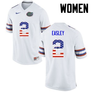 Women Florida Gators #2 Dominique Easley College Football USA Flag Fashion White 391983-487
