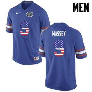 Men Florida Gators #9 Dre Massey College Football USA Flag Fashion Blue 228555-741