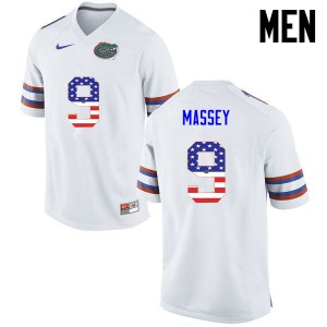 Men Florida Gators #9 Dre Massey College Football USA Flag Fashion White 892308-784