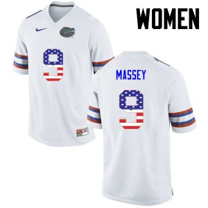 Women Florida Gators #9 Dre Massey College Football USA Flag Fashion White 539205-149