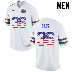 Men Florida Gators #36 Eddie Giles College Football USA Flag Fashion White 330196-791